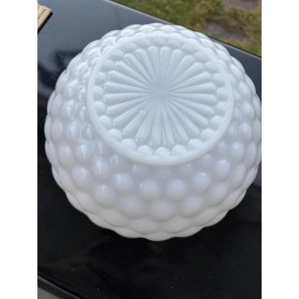 1950s Anchor Hocking‎ White Milk Glass Bubble Serving Bowl 8